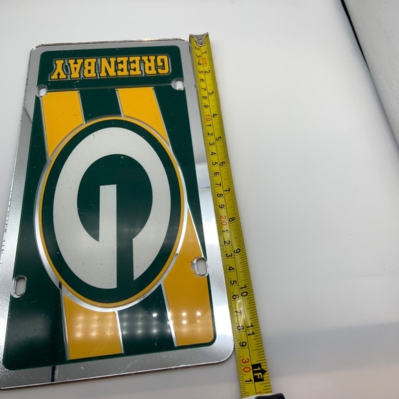 Vintage NFL Green Bay Packers Logo Striped Mirrored Decorative License Plate - Picture 11 of 12